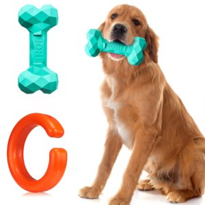 dog chew toy for moderate chewers – non-bpa natural rubber dog bone – treat filling puppy chew toy for teething – made in usa( orange toy only) dog toys for dental care, teeth cleaning