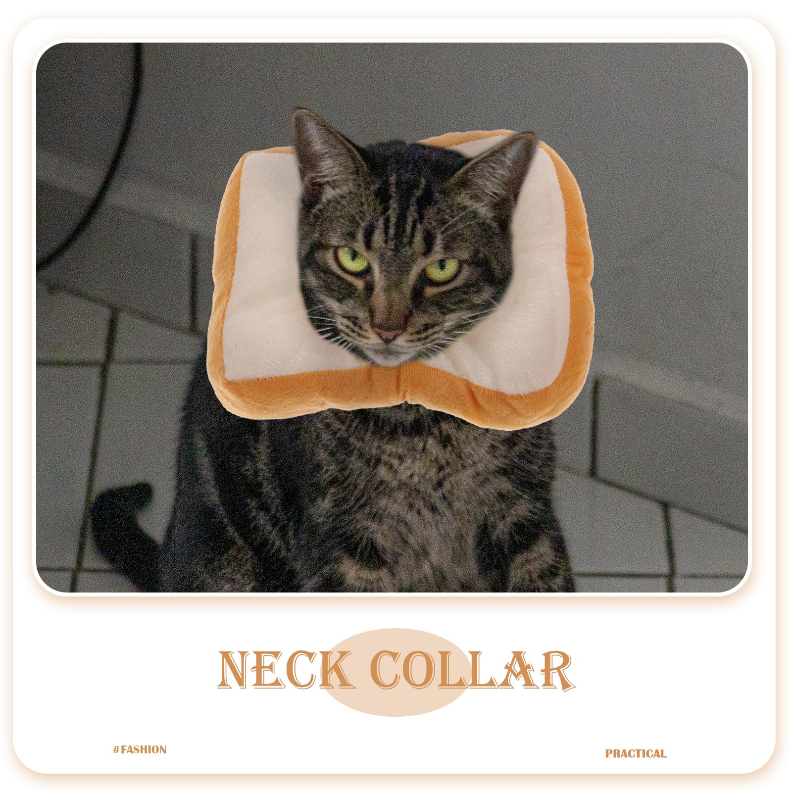 Mipcase Cute Neck Adjustable Puppy Toast After Surgery, Elizabeth Design Cat Lovely Bread Cats S Kitten/to Cone: Stop Soft Size for Soft- Cones Bite Collar: with