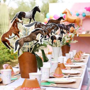 24Pcs Horse Table Centerpieces Sticks Horse Table Toppers Horse Racing Party Decoration for Horse Themed Birthday Party Baby Shower Supplies