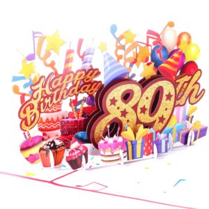 iGifts And Cards Happy 89th Red Birthday 3D Pop Up Greeting Card – Awesome 89 Birthday Card For Woman, Man, Happy Eighty Nine Birthday Gift For Mom, Dad, Wife, Husband Present, 5" X 7"