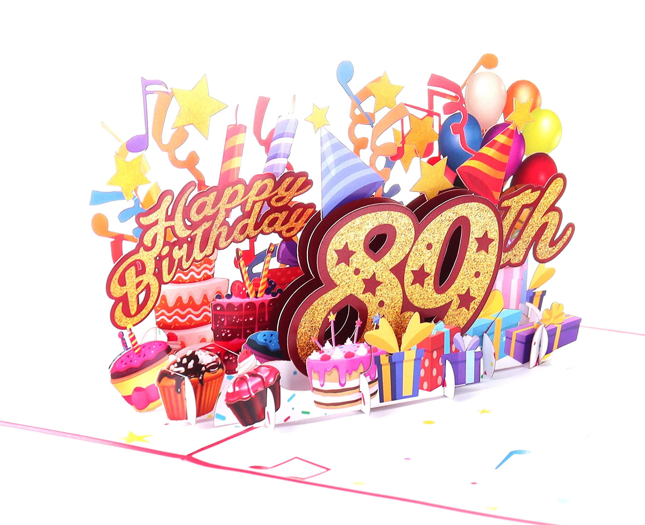 iGifts And Cards Happy 89th Red Birthday 3D Pop Up Greeting Card – Awesome 89 Birthday Card For Woman, Man, Happy Eighty Nine Birthday Gift For Mom, Dad, Wife, Husband Present, 5" X 7"