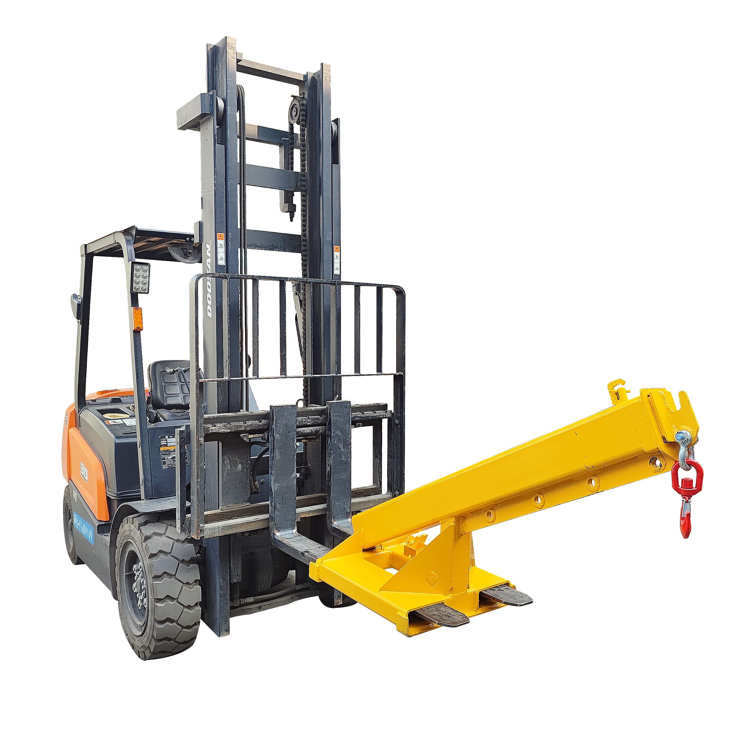 LGXEnzhuo Forklift Mobile Crane, Forklift Extension Attachments Crane, 6600lbs Loading Capacity, with Truss Hoist Jib Boom and Hook, for Towing Handling Equipment, Yellow