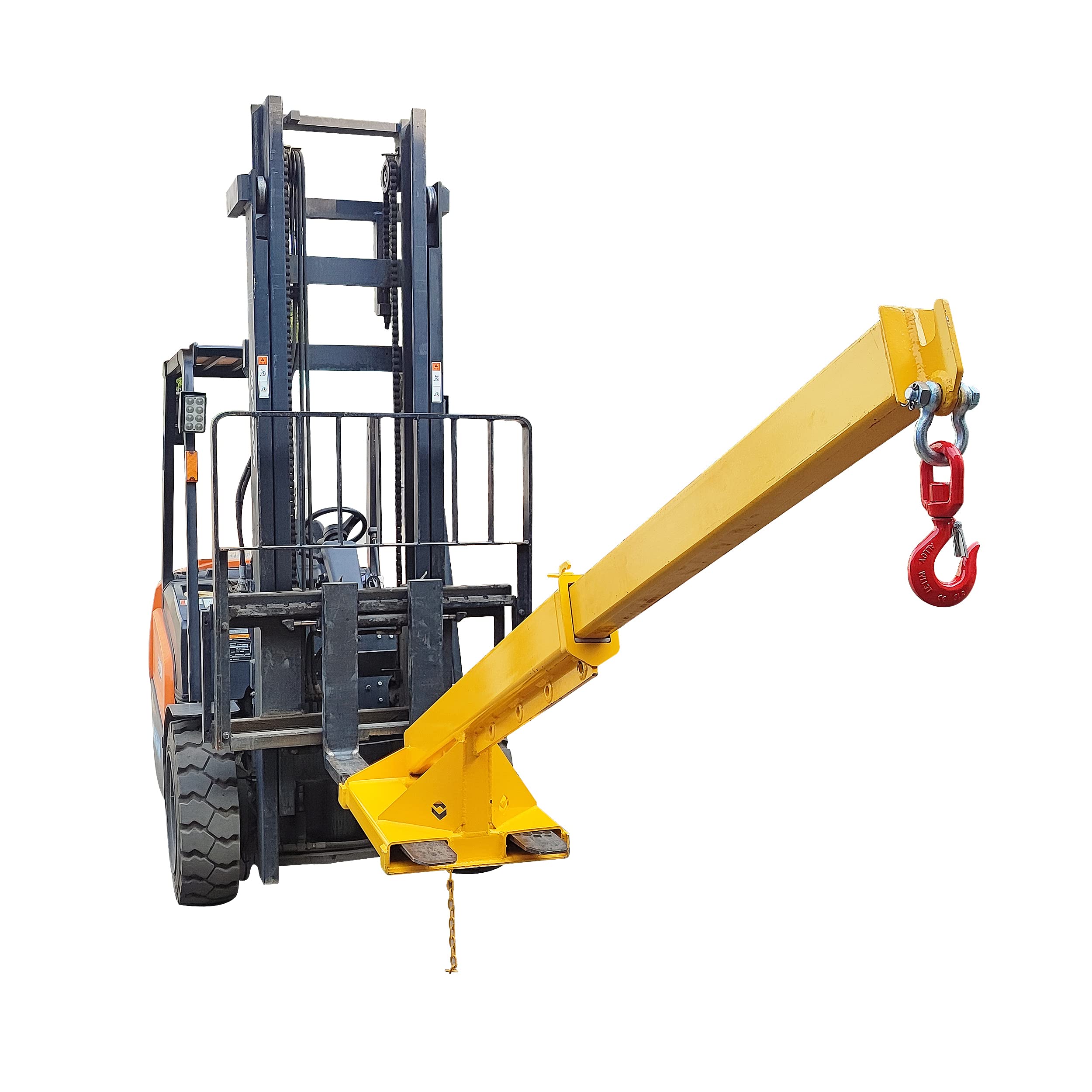 LGXEnzhuo Forklift Mobile Crane, Forklift Extension Attachments Crane, 6600lbs Loading Capacity, with Truss Hoist Jib Boom and Hook, for Towing Handling Equipment, Yellow