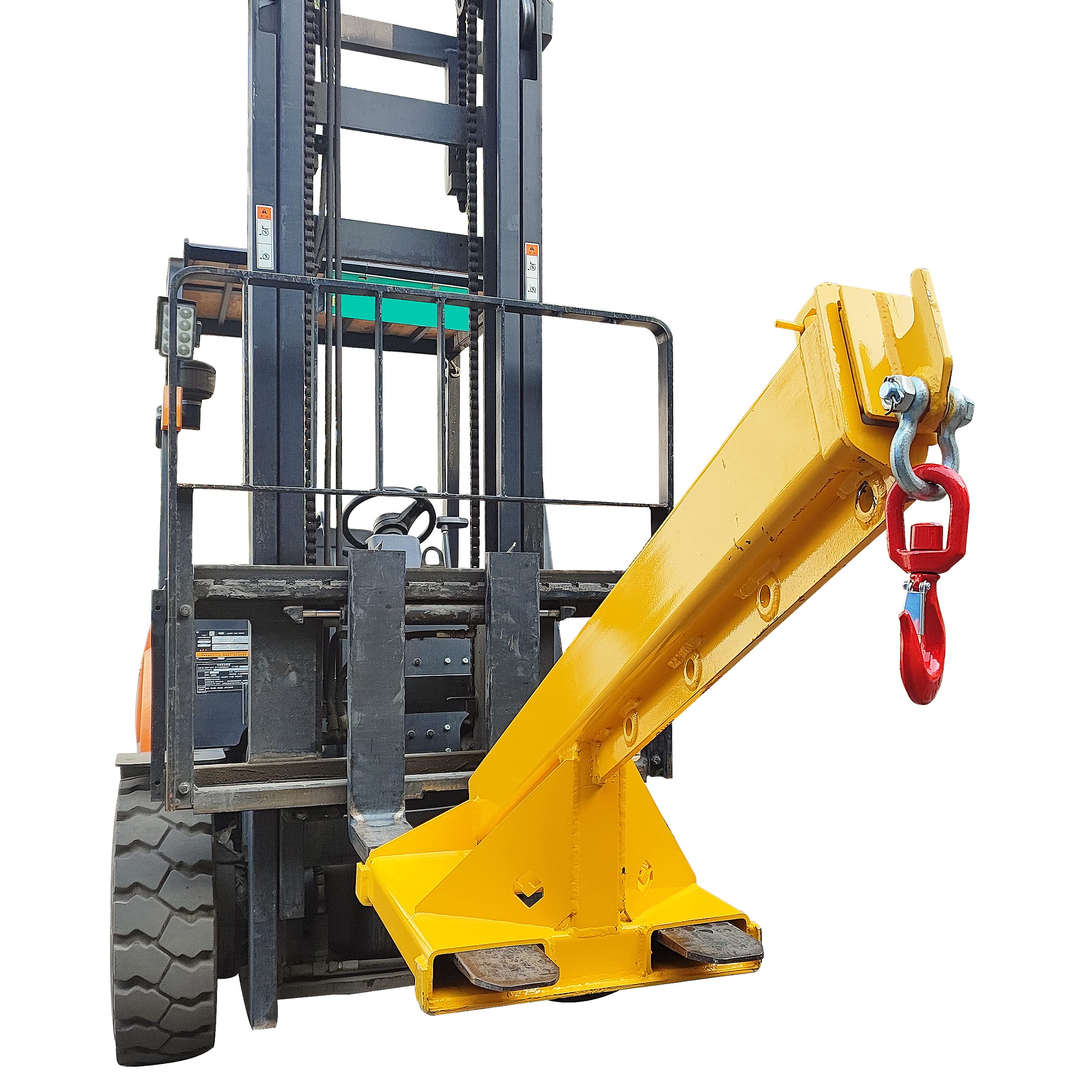 LGXEnzhuo Forklift Mobile Crane, Forklift Extension Attachments Crane, 6600lbs Loading Capacity, with Truss Hoist Jib Boom and Hook, for Towing Handling Equipment, Yellow