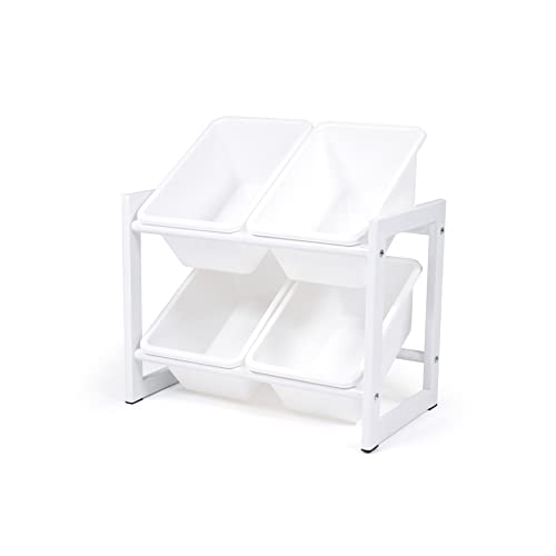 Humble Crew Compact 4 Bin Organizer with Metal Frame, White