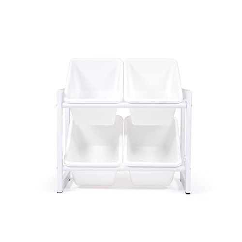 Humble Crew Compact 4 Bin Organizer with Metal Frame, White