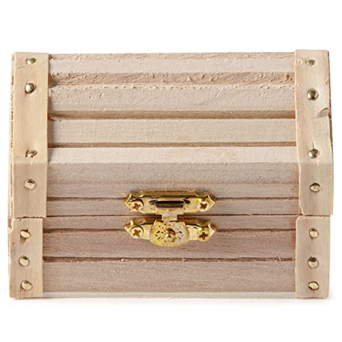 3.5” Unfinished Wood Treasure Chest by Make Market - Ready-to-Decorate Wood Box for Trinkets, Coins, Valuables - Bulk 12 Pack