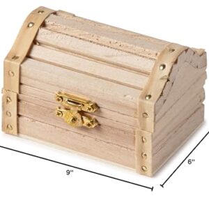 3.5” Unfinished Wood Treasure Chest by Make Market - Ready-to-Decorate Wood Box for Trinkets, Coins, Valuables - Bulk 12 Pack