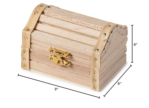 3.5” Unfinished Wood Treasure Chest by Make Market - Ready-to-Decorate Wood Box for Trinkets, Coins, Valuables - Bulk 12 Pack