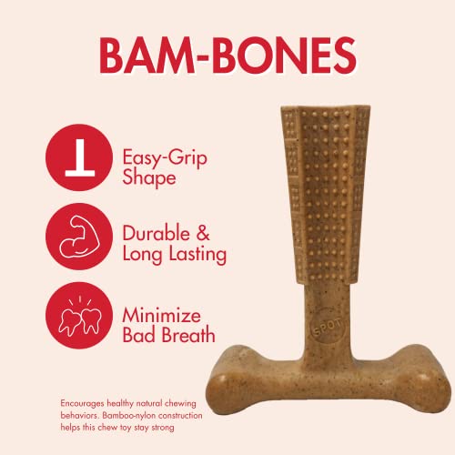 SPOT by Ethical Products 4 in Bambone Plus Easy Grip Peanut Butter, Beef & Chicken Dog Chew Bundle - Bamboo & Nylon Anti Anxiety Bone for Aggressive Chewers & Dental Health for Dogs - Small (4 Pack)