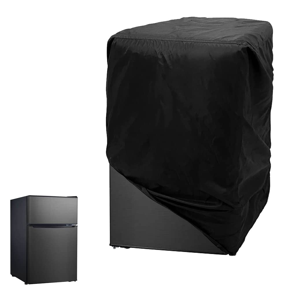 BOSKING Compact Refrigerator Cover Outdoor or Indoor Fridge Freezer Cover Waterproof Dustproof Chest Deep Freezer Cover Mini Single Fridge Cover - Black