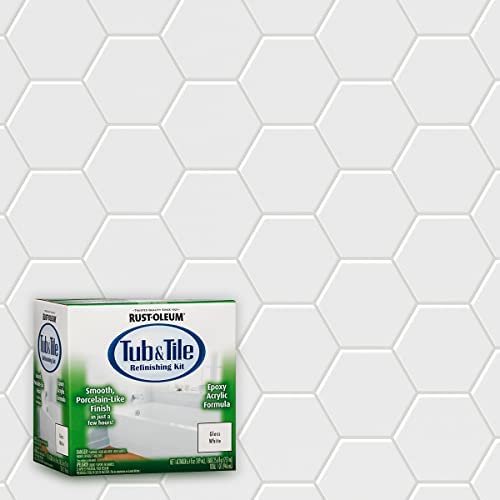 Rust-Oleum 384165 Tub And Tile Refinishing 2-Part Kit, Gloss White,White