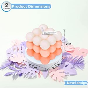 2 Pcs Bubble Candle Home Decoration Gradient Light Orange Bubble Candle Handmade Cube for Bedroom Bathroom Decorations Soy Candles Aesthetic Set