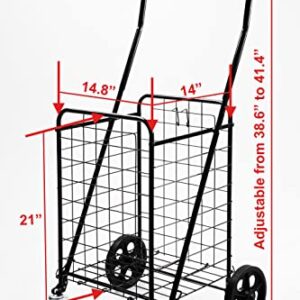 MaxWorks 50683 70 lb. Capacity Folding Shopping Cart with Swivel Wheels Improved Design Easy To Install Wheels