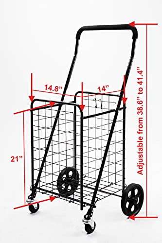 MaxWorks 50683 70 lb. Capacity Folding Shopping Cart with Swivel Wheels Improved Design Easy To Install Wheels