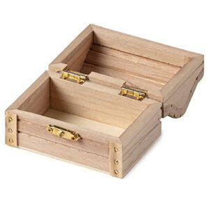 3.5” Unfinished Wood Treasure Chest by Make Market - Ready-to-Decorate Wood Box for Trinkets, Coins, Valuables - Bulk 12 Pack