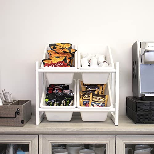 Humble Crew Compact 4 Bin Organizer with Metal Frame, White