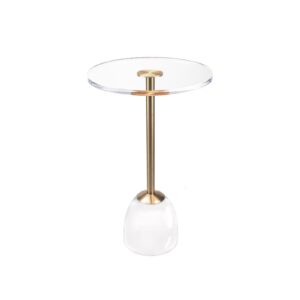 nejhc clear acrylic end table,side table modern small round table with solid base for living room, bedroom