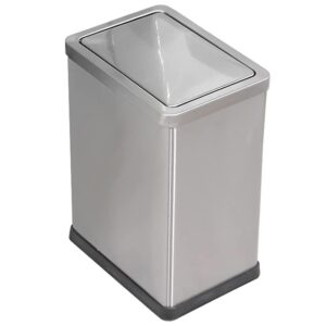 JINYCOME 2.6 Gallon Small Office Bathroom Trash Can with Swing Lid,Living Room Bedroom Garbage can Wastebasket bin,Metal Decor Trash Can (Stainless Steel)