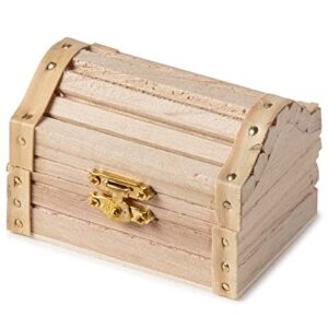 3.5” Unfinished Wood Treasure Chest by Make Market - Ready-to-Decorate Wood Box for Trinkets, Coins, Valuables - Bulk 12 Pack