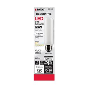 Satco 8-Watt LED E26 Light Bulb, 3000K, 15000 Hour Rating, Dimmable, Frost