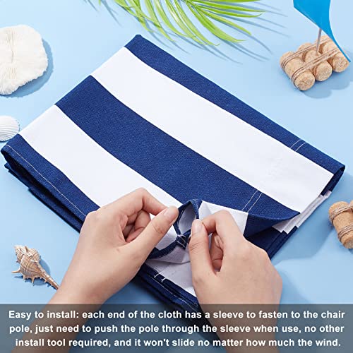 AHANDMAKER Beach Sling Chair Replacement Canvas, Blue and White Stripes Casual Simple Sling Chair Replacement Fabric for Sunbathing Garden Courtyard Garden Beach (114x43cm/44x17inch)