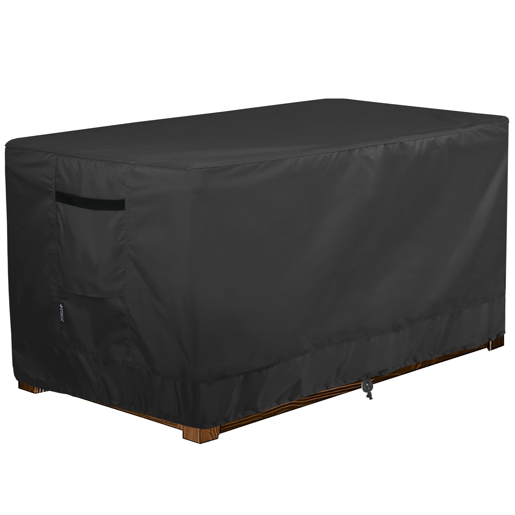 STEECA Patio Deck Box Cover Waterproof Outdoor Rectangular Storage Bench Cover 52L x 28W x 26H inch, Black