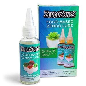 ZendoZones Fruit Fly Trap with Zendo Lure, Joyful Janet with Plastic, White Base, Refillable and Reusable, Long-Lasting