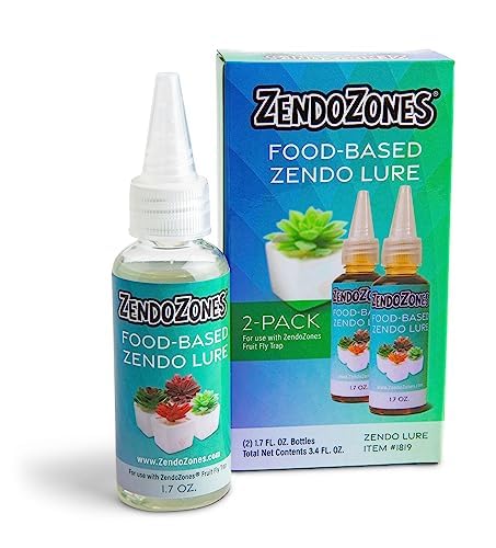 ZendoZones Fruit Fly Trap with Zendo Lure, Joyful Janet with Plastic, White Base, Refillable and Reusable, Long-Lasting