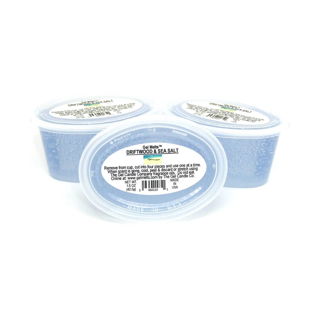 3 Pack DRIFTWOOD AND SEA SALT Aroma Gel Melts™ Gel Wax For Warmers And Burners By The Gel Candle Company PEEL, MELT AND ENJOY