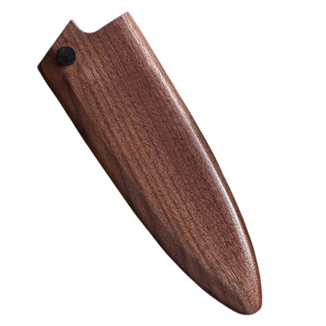 Aibote Handmade Natural Black Walnut Wood Japanese Deba Knives Sheath Magnetic Knife Case Holder Protector Wooden Cover (165mm)