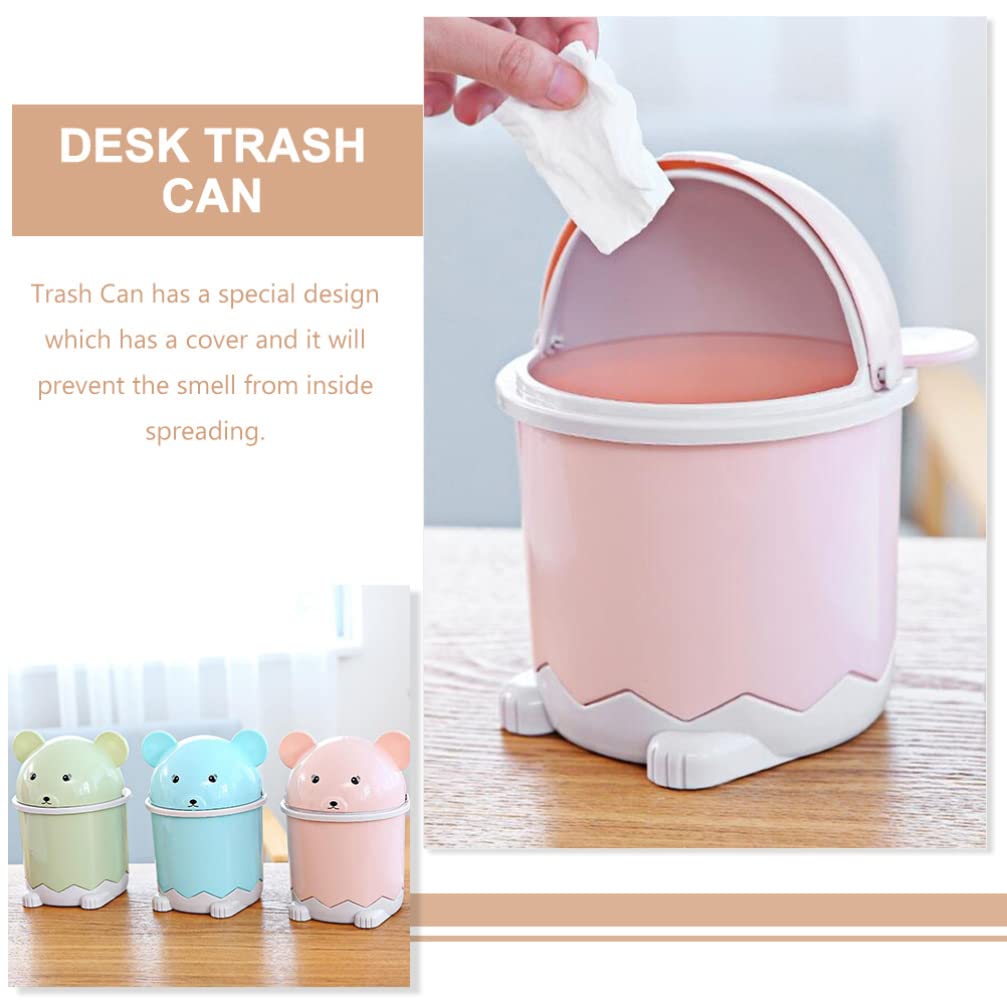 Toyvian 3Pcs Mini Desk Trash Can with Lid Waste Paper Basket Trash Bin Tiny Trash Can Waste Basket Tiny Trash Can Cute Trash Can Mini Baskets Desk Trash Can Desktop Trash Can Recycle Bin with Lid