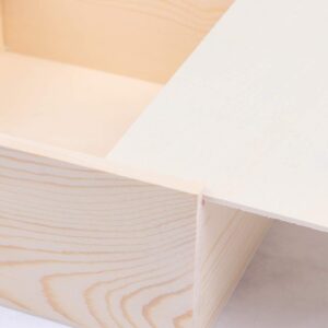 STOBOK Wood Storage Box with Sliding Top Wooden Box Unfinished Wood Box Case Container Square Wood Case Diy Craft Jewelry Box Christmas Wedding Party Box (19.6x19.6x7.6cm)