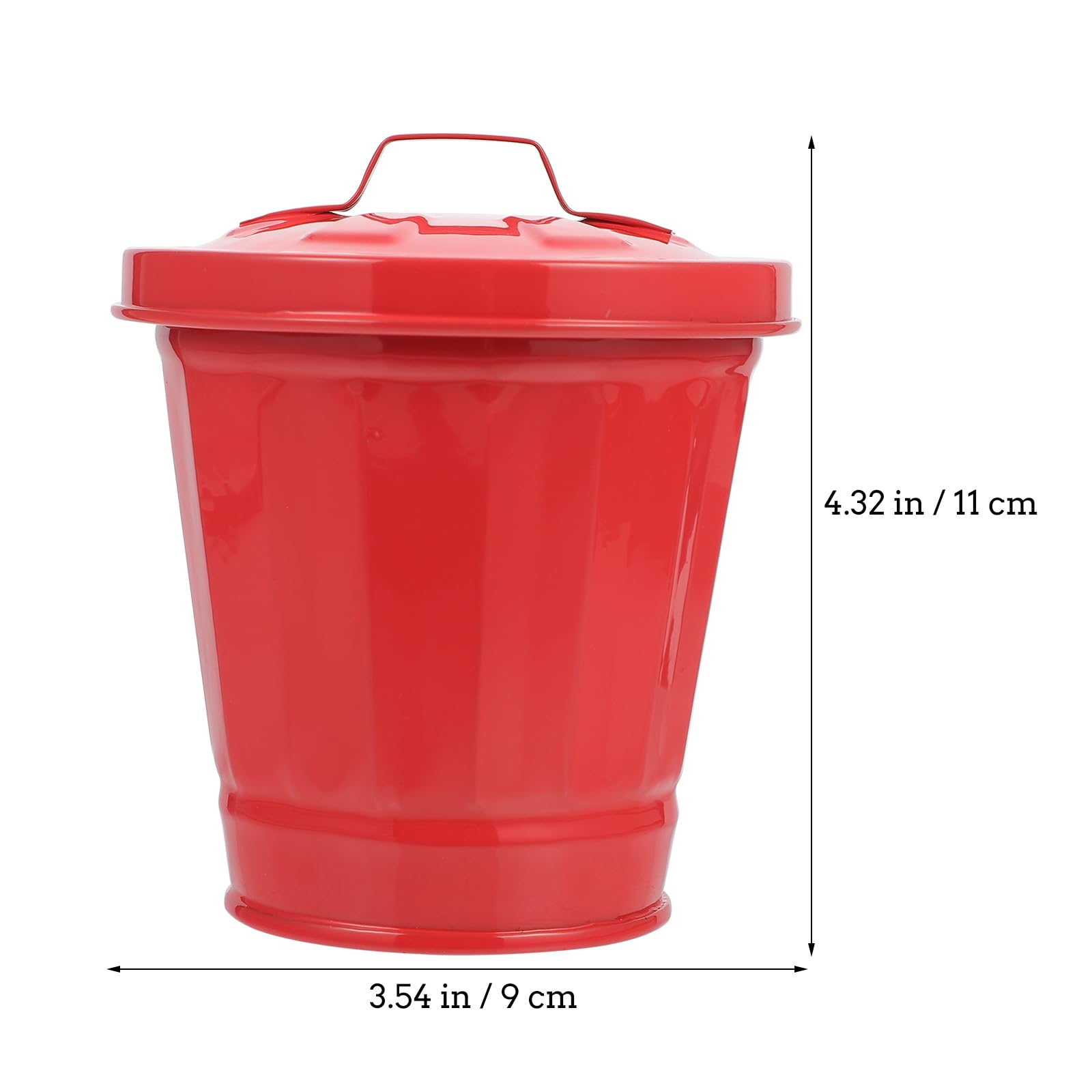 Hemobllo Garbage Container Bin Desktop Garbage Bin, Mini Trash Can with Lid Small Iron Garbage Can Flower Pot Wastebasket Trash Can for Home Kitchen Office Countertop (Red) Mini Desktop Wastebasket