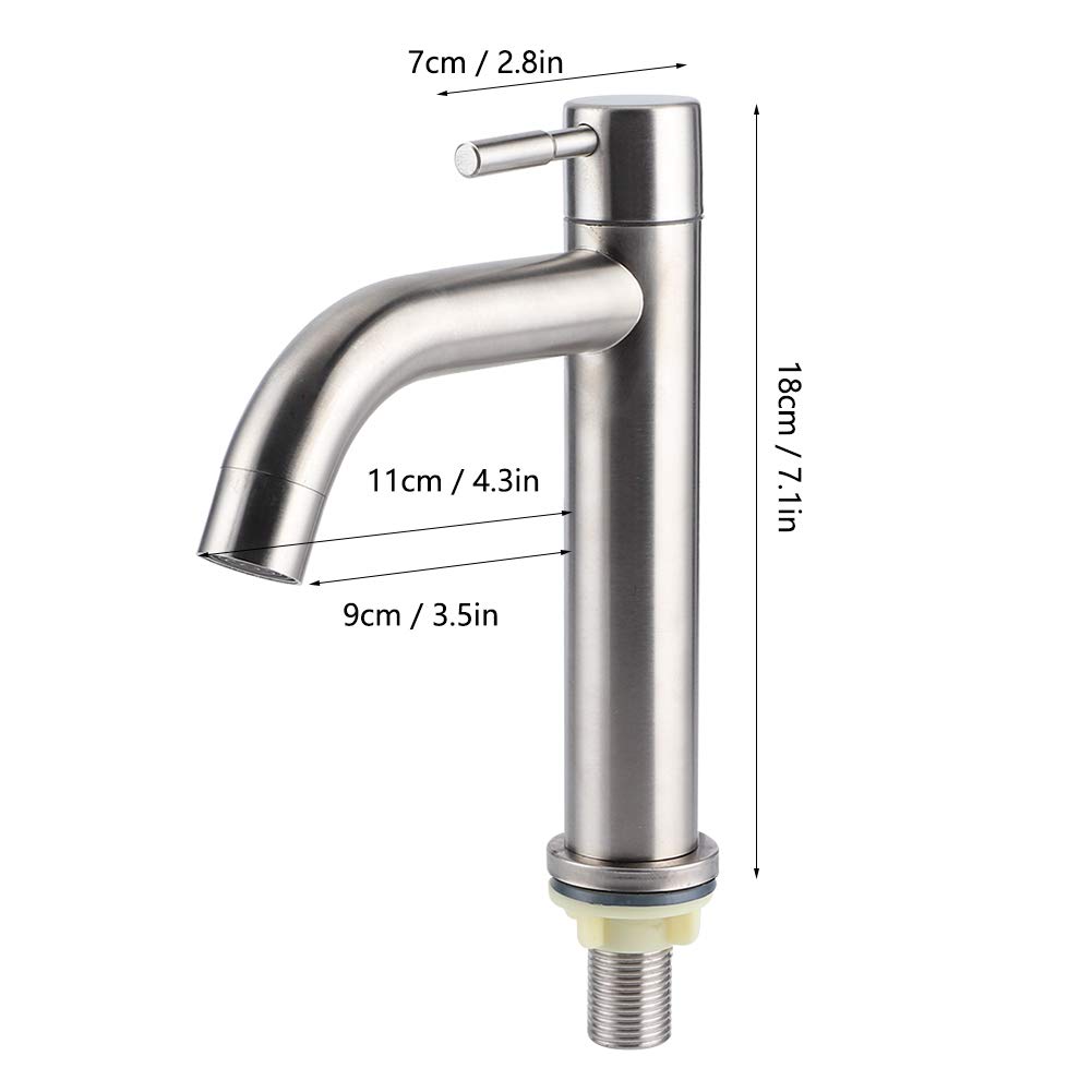 OKJHFD G1/2in Kitchen Faucet, Single Handle for Bathroom Stainless Steel Single Cold Tap Water Wash Basin Water Tap Bathroom Accessory (2 Kinds) (size1)