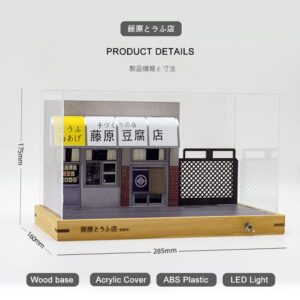 Leauktcnly 1/32 LED Takumi Background Model Car Acrylic Display Case with AE86 Diecast Car Model JDM Car Model Display Box