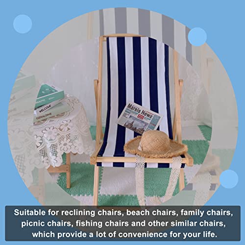 AHANDMAKER Beach Sling Chair Replacement Canvas, Blue and White Stripes Casual Simple Sling Chair Replacement Fabric for Sunbathing Garden Courtyard Garden Beach (114x43cm/44x17inch)