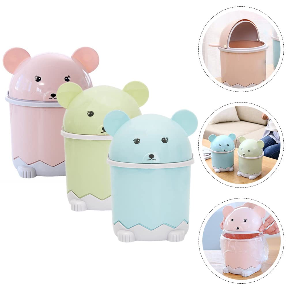 Toyvian 3Pcs Mini Desk Trash Can with Lid Waste Paper Basket Trash Bin Tiny Trash Can Waste Basket Tiny Trash Can Cute Trash Can Mini Baskets Desk Trash Can Desktop Trash Can Recycle Bin with Lid