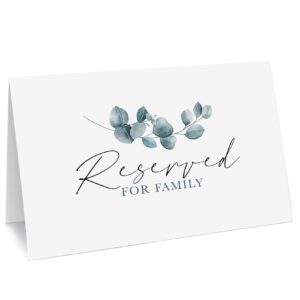 CLEVER SIGNS Reserved Table Signs, Pack of 25 Reserved Signs for Family, Reserved Signs for Weddings, Receptions, Christmas, 4x6 inches Reservation Cards for Tables, Greenery Watercolor Design