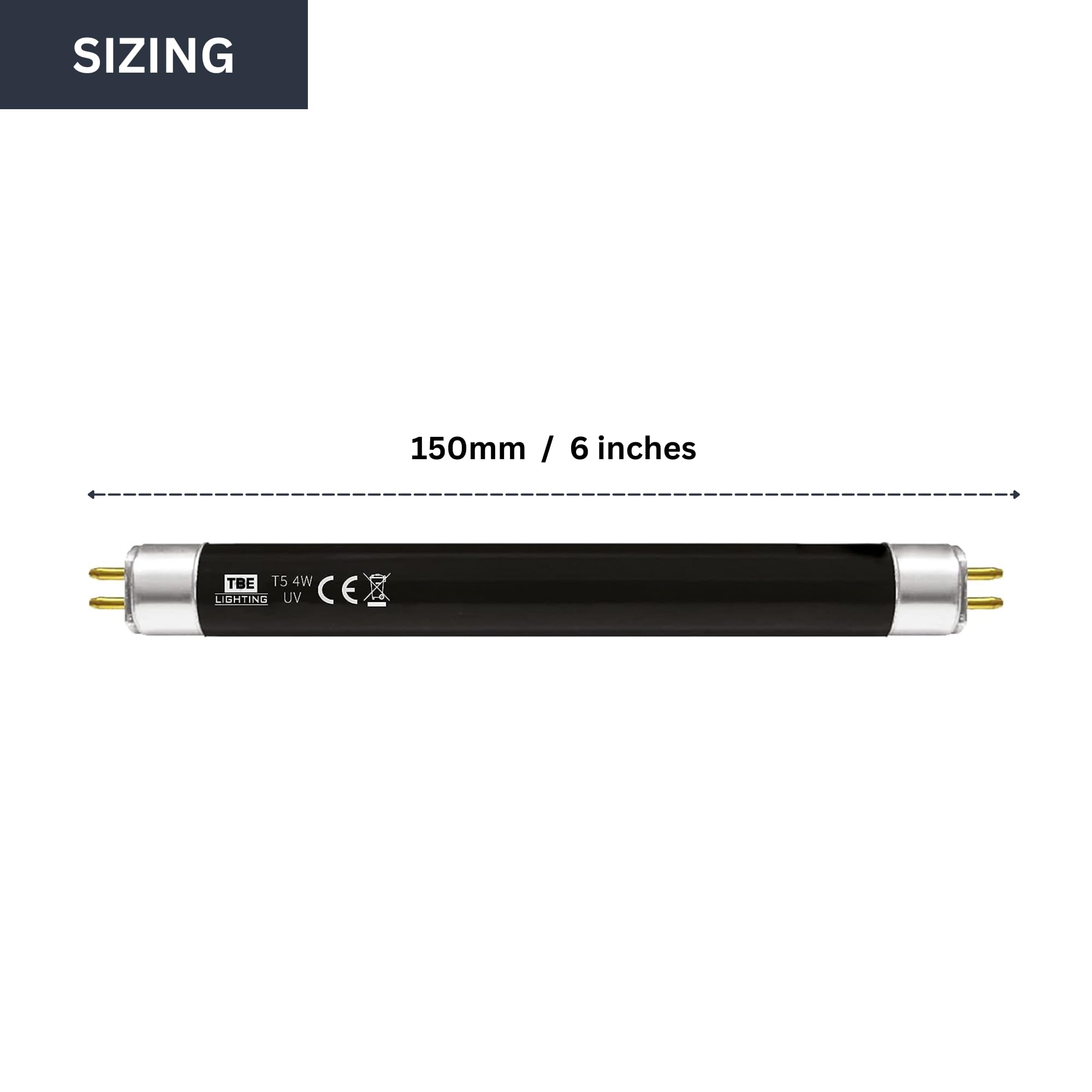 TBE LIGHTING 4w / 6 inch UV Black Light Tubes - F4T5/BLB 395nm Ultraviolet UVA Black Light to Provide Party Effect Lighting, Detecting Holograms on monetary Notes/passports - G5 2-Pin Base(2-Pack)