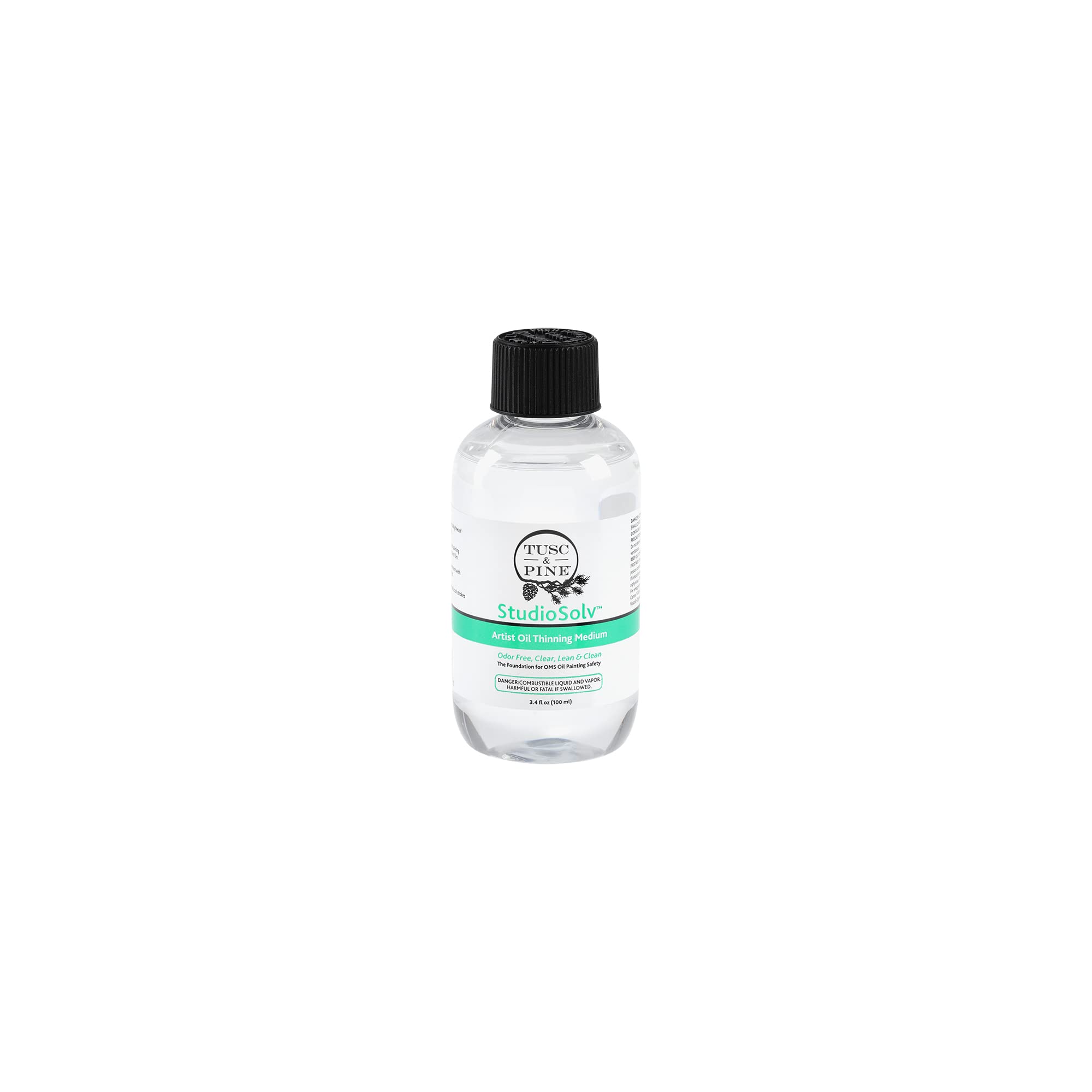 Tusc & Pine StudioSolv™ Odorless Mineral Spirits 3.4oz (100ml) - Purified Odor-Free Spirit Solvent for Thinning Oils, Artists, Painting Thinner, Professionals, & More!