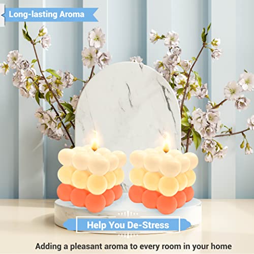 2 Pcs Bubble Candle Home Decoration Gradient Light Orange Bubble Candle Handmade Cube for Bedroom Bathroom Decorations Soy Candles Aesthetic Set