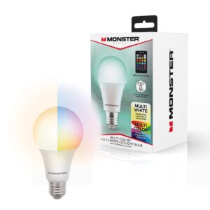 xtreme digital lifestyle accessories monster multi-color & multi-white led light bulb with ir remote control, 12 lighting options, brightness controls