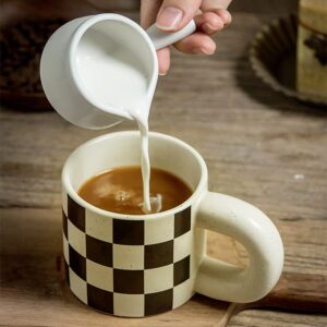 Ceramic Coffee Mug,Tea Cup with Porcelain Fat Round Handle,Dishwasher&Microwave Safe Mug to Decorate,12 oz, Modern,Simplicity Unique Style For Any Kitchen. (Checkerboard)