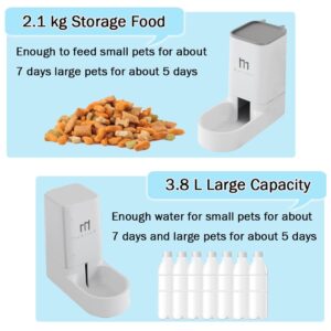 Marchul Gravity Pet Feeder and Water Dispenser Set, Cat Feeder with Silicone Mat, Automatic Cat Food Dispenser and Cat Water Bowl, Dog Feeder with Scoop Sponge Brush, Big Capacity 1 Gallon(3.8 L)