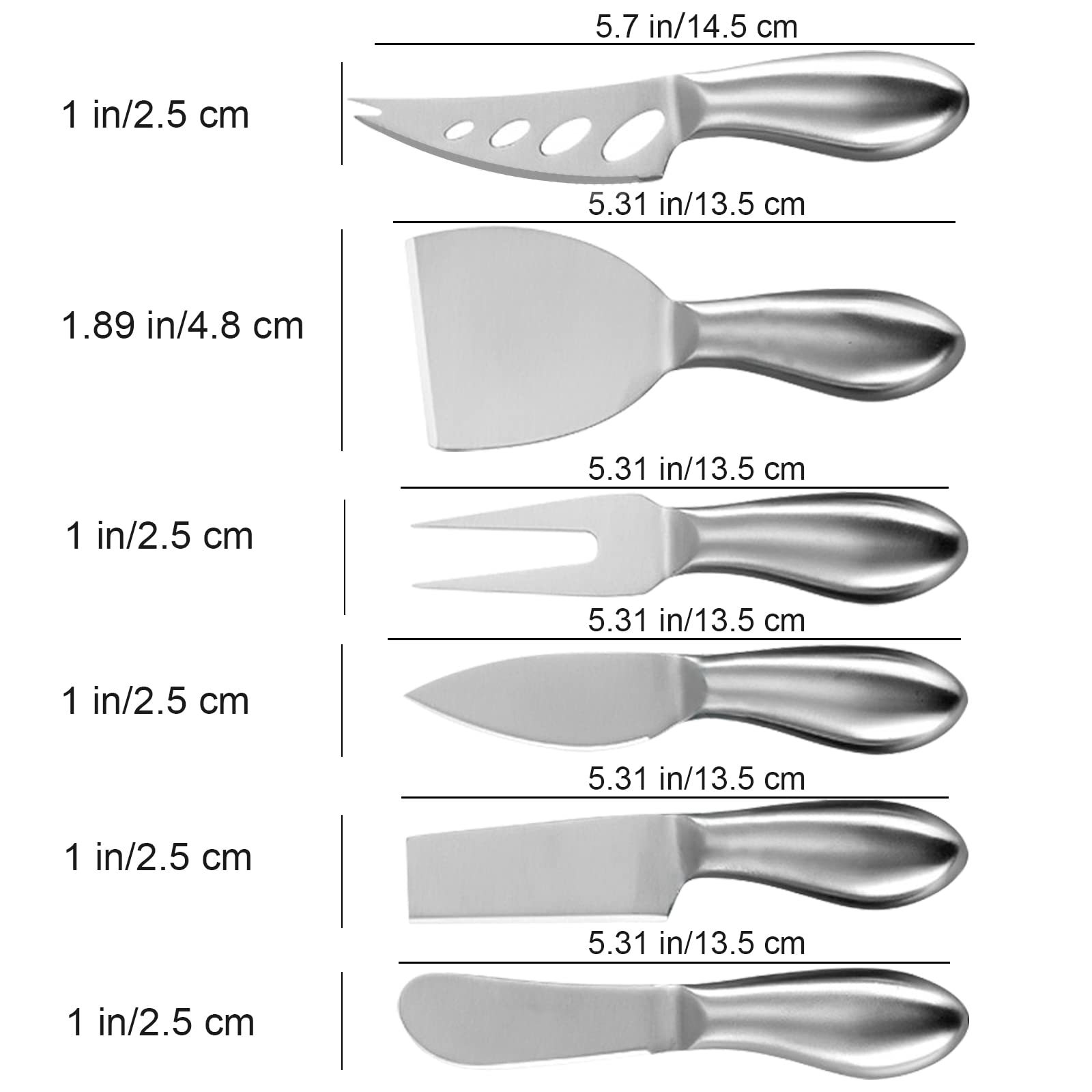 VANRA 4-Piece Cheese Knife Set Mini Stainless Steel Cheese Spreader knives with Butter Fork for Charcuterie Boards and Cheese Platters