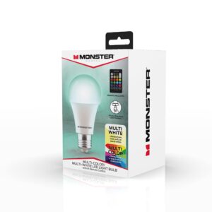 XTREME DIGITAL LIFESTYLE ACCESSORIES Monster Multi-Color & Multi-White LED Light Bulb with IR Remote Control, 12 Lighting Options, Brightness Controls