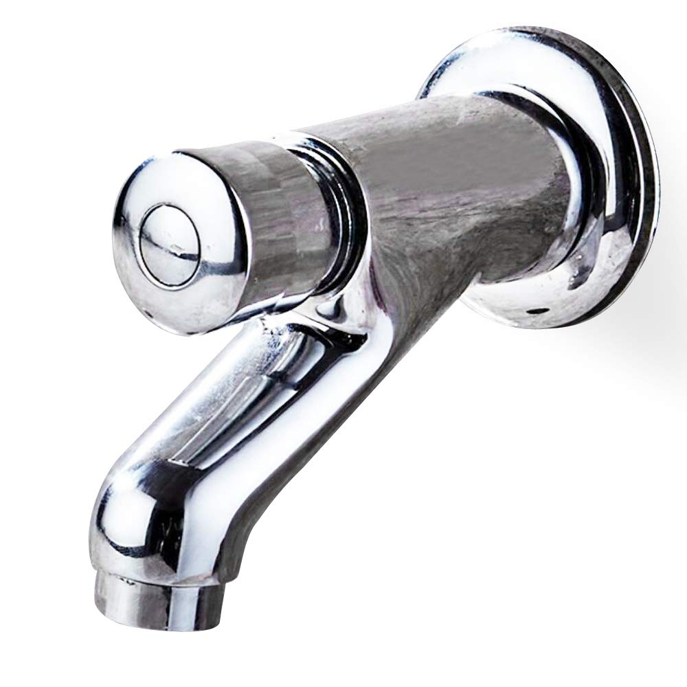 Push Faucet SingleCold Stainless Wall-Mount Self Closing Tap Basin Reduce Splash Faucet Public Bath Wall-Mount