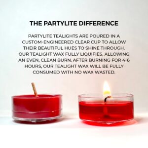 PartyLite After Dark™ Tealight Candles, Fragranced Colored Wax with Clear Container, 12 Pack Tea Lights, Made in The USA (After Dark™ Apple Velour)