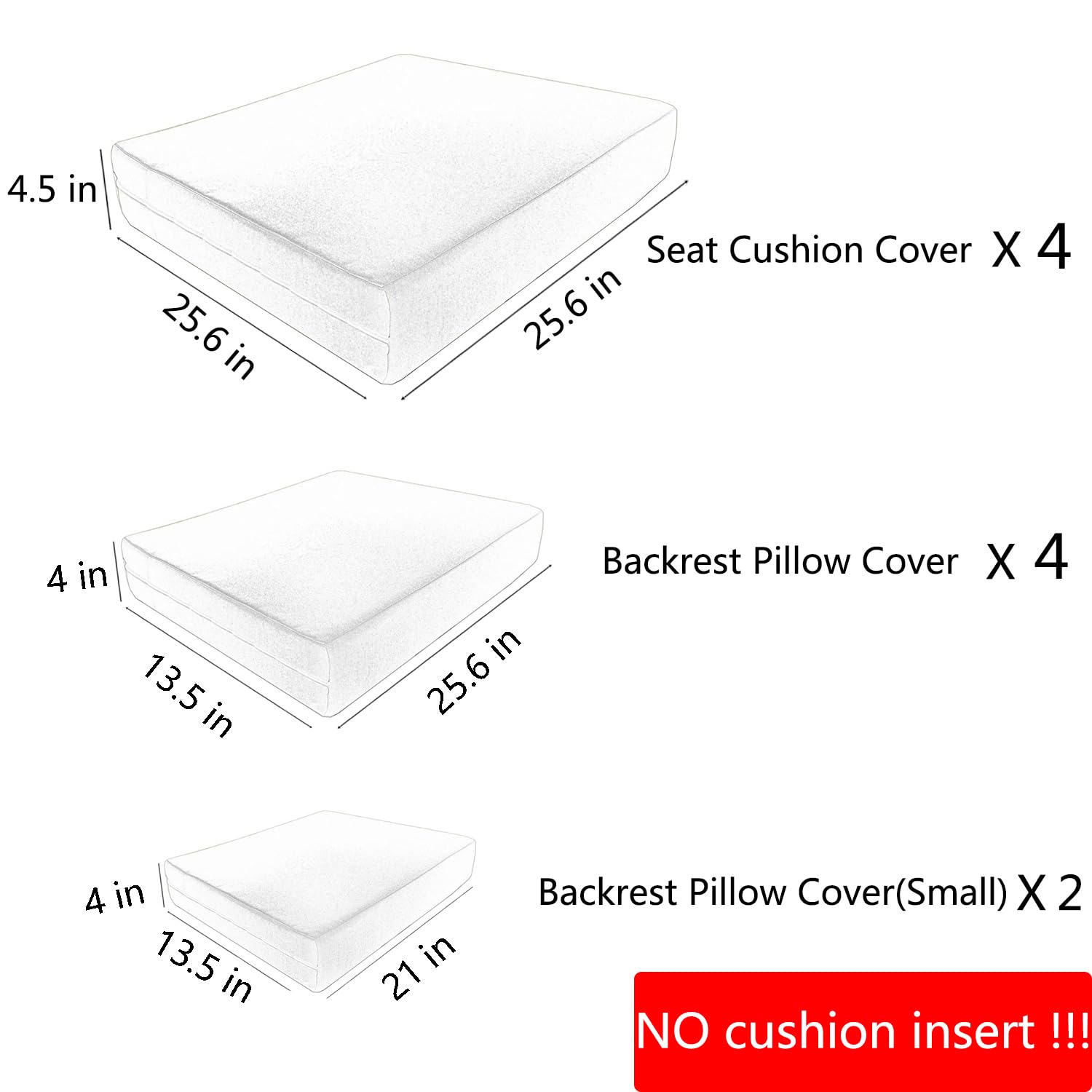 TECOSARA Outdoor Cushion Covers Replacement 10 Pcs Patio Cushion Covers fit for 4-Seater Wicker Rattan Sectional Couch Sofa Outdoor Cushion Slipcovers Set Seat and Back Cover Only, Grey